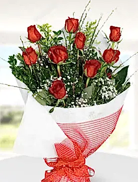 9 kırmızı gül buket