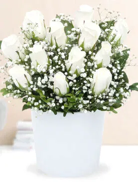 12 beyaz gül seramik