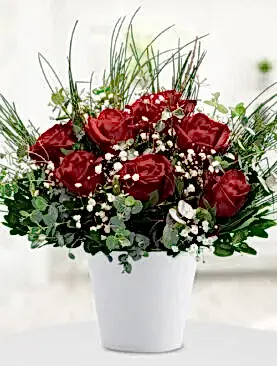 11 kırmızı gül seramik